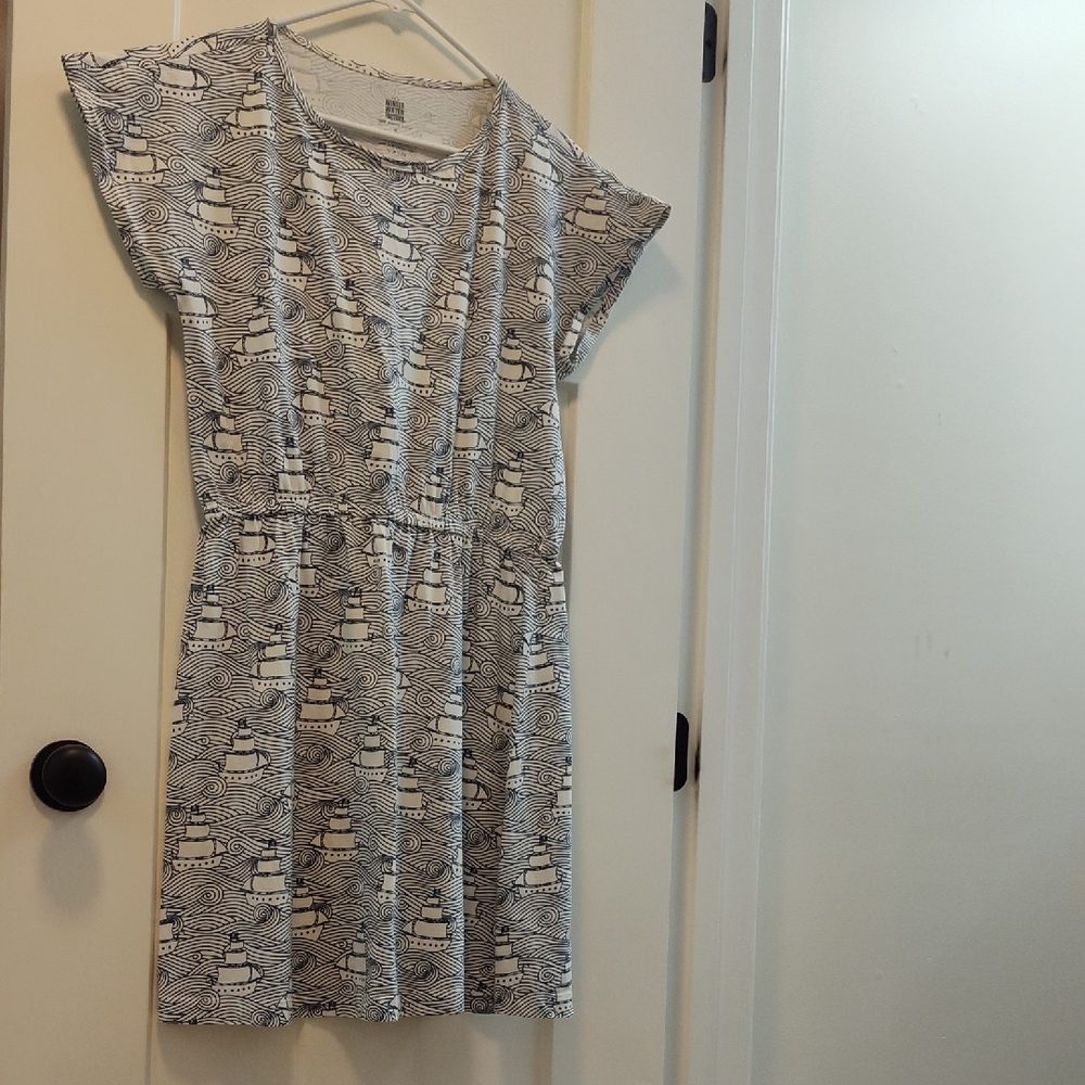 Winter Water Factory Women's Dress in High Seas print size M stretch waist